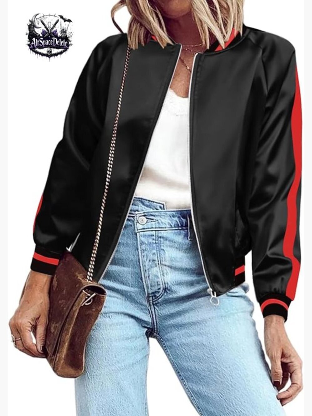 Lightweight Bomber Jacket with Pockets, Long Sleeve Zip Up